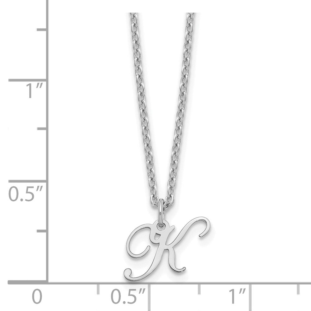Sterling Silver Rhodium-plated Letter K Initial Necklace XNA756SS_K