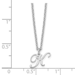 Sterling Silver Rhodium-plated Letter K Initial Necklace XNA756SS_K