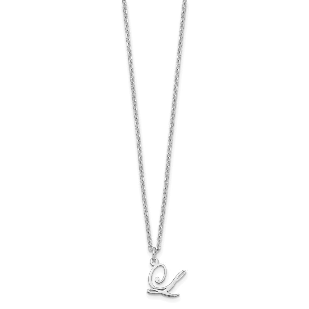 Sterling Silver Rhodium-plated Letter L Initial Necklace XNA756SS_L
