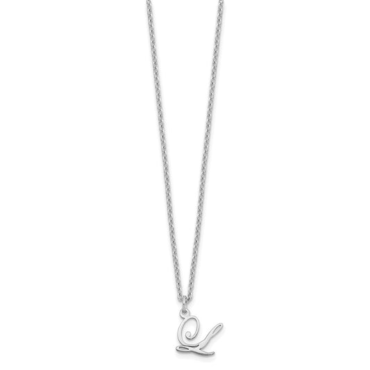 Sterling Silver Rhodium-plated Letter L Initial Necklace XNA756SS_L