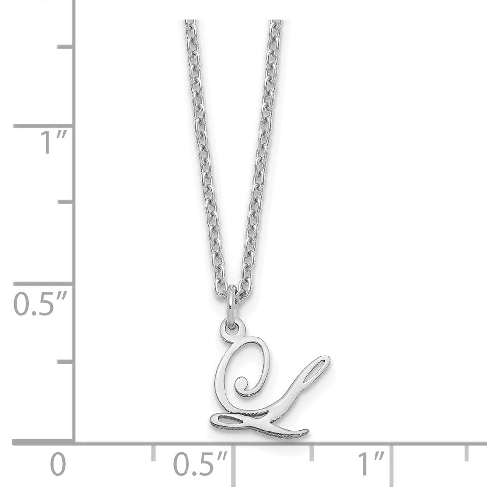 Sterling Silver Rhodium-plated Letter L Initial Necklace XNA756SS_L