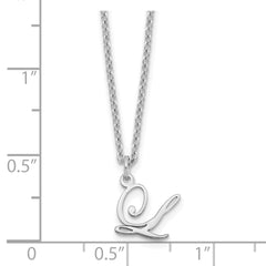 Sterling Silver Rhodium-plated Letter L Initial Necklace XNA756SS_L