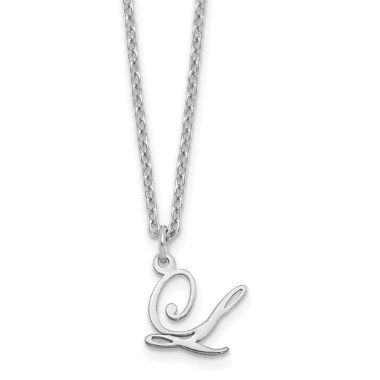 Sterling Silver Rhodium-plated Letter L Initial Necklace XNA756SS_L