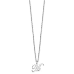 Sterling Silver Rhodium-plated Letter M Initial Necklace XNA756SS_M
