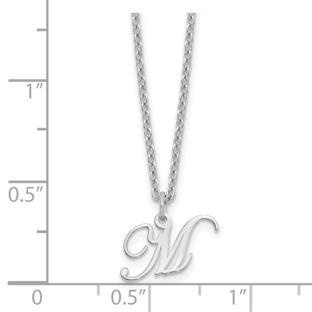 Sterling Silver Rhodium-plated Letter M Initial Necklace XNA756SS_M