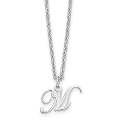 Sterling Silver Rhodium-plated Letter M Initial Necklace XNA756SS_M