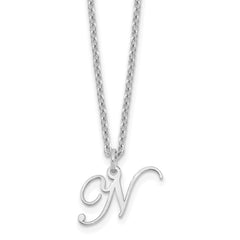 Sterling Silver Rhodium-plated Letter N Initial Necklace XNA756SS_N