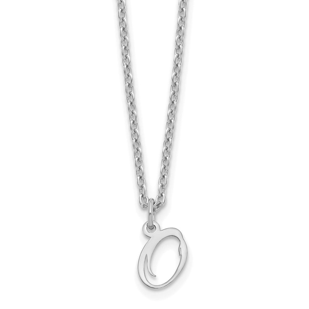 Sterling Silver Rhodium-plated Letter O Initial Necklace XNA756SS_O