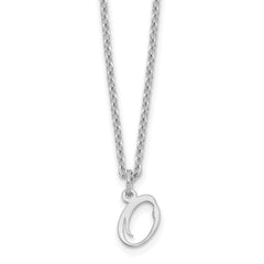 Sterling Silver Rhodium-plated Letter O Initial Necklace XNA756SS_O