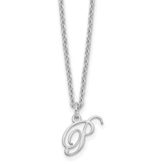 Sterling Silver Rhodium-plated Letter P Initial Necklace XNA756SS_P