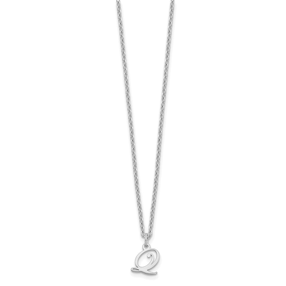 Sterling Silver Rhodium-plated Letter Q Initial Necklace XNA756SS_Q