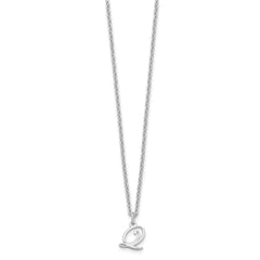 Sterling Silver Rhodium-plated Letter Q Initial Necklace XNA756SS_Q