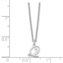 Sterling Silver Rhodium-plated Letter Q Initial Necklace XNA756SS_Q