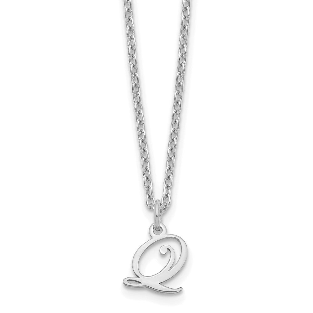 Sterling Silver Rhodium-plated Letter Q Initial Necklace XNA756SS_Q