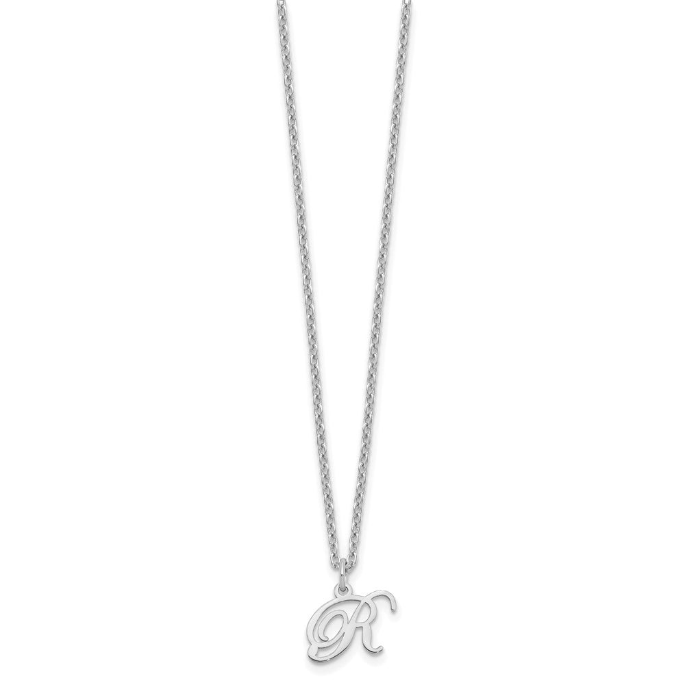 Sterling Silver Rhodium-plated Letter R Initial Necklace XNA756SS_R