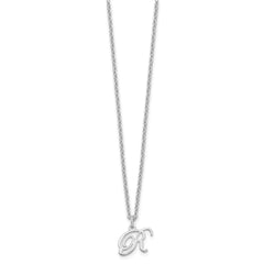 Sterling Silver Rhodium-plated Letter R Initial Necklace XNA756SS_R