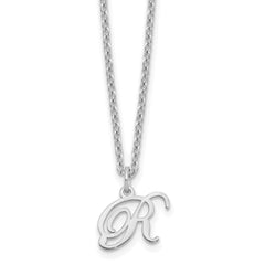 Sterling Silver Rhodium-plated Letter R Initial Necklace XNA756SS_R