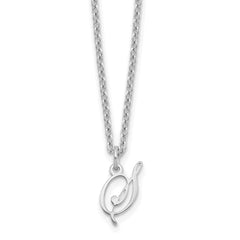 Sterling Silver Rhodium-plated Letter S Initial Necklace XNA756SS_S
