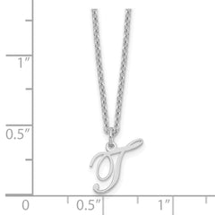 Sterling Silver Rhodium-plated Letter T Initial Necklace XNA756SS_T