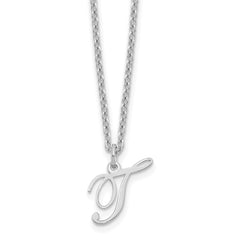Sterling Silver Rhodium-plated Letter T Initial Necklace XNA756SS_T