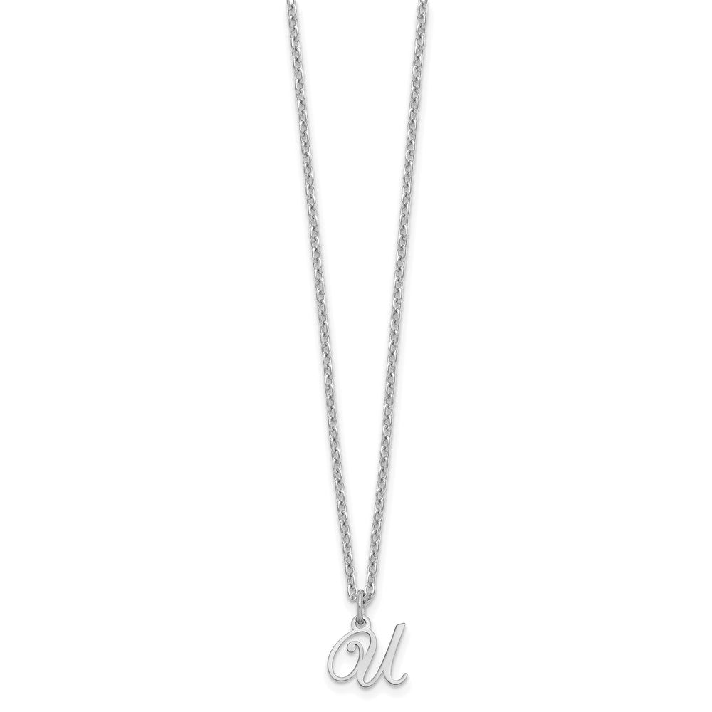 Sterling Silver Rhodium-plated Letter U Initial Necklace XNA756SS_U