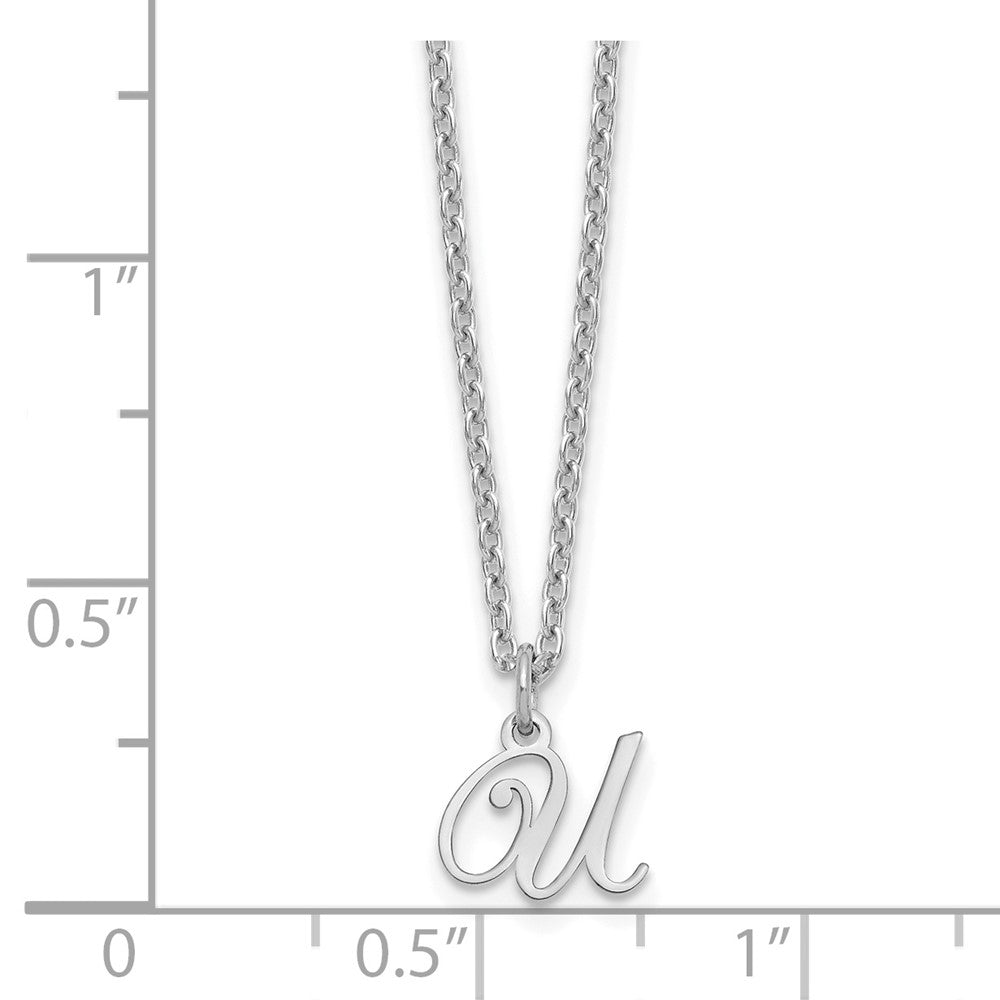 Sterling Silver Rhodium-plated Letter U Initial Necklace XNA756SS_U