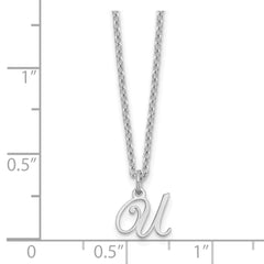 Sterling Silver Rhodium-plated Letter U Initial Necklace XNA756SS_U