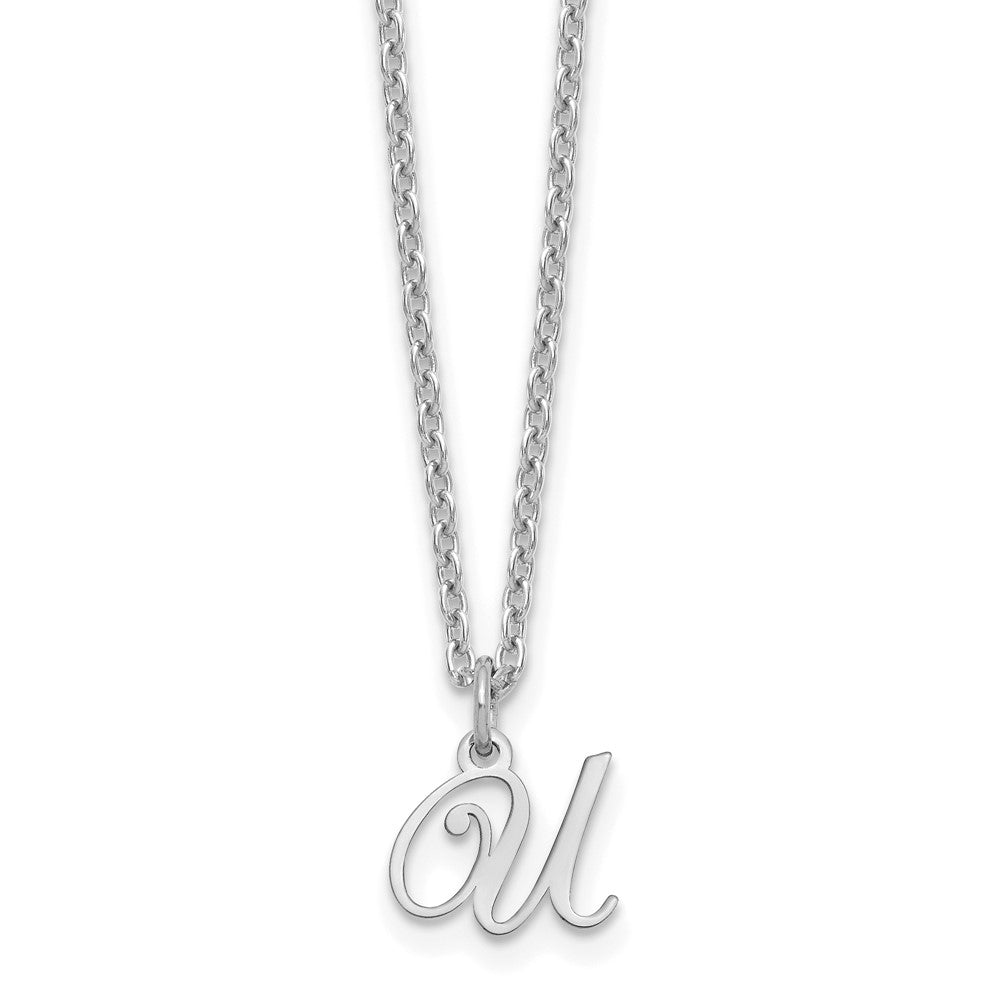 Sterling Silver Rhodium-plated Letter U Initial Necklace XNA756SS_U