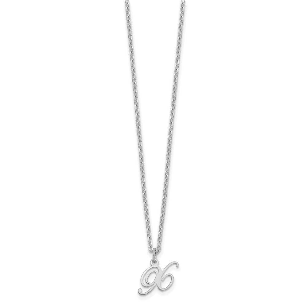 Sterling Silver Rhodium-plated Letter X Initial Necklace XNA756SS_X