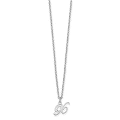 Sterling Silver Rhodium-plated Letter X Initial Necklace XNA756SS_X