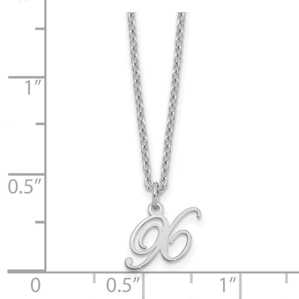 Sterling Silver Rhodium-plated Letter X Initial Necklace XNA756SS_X