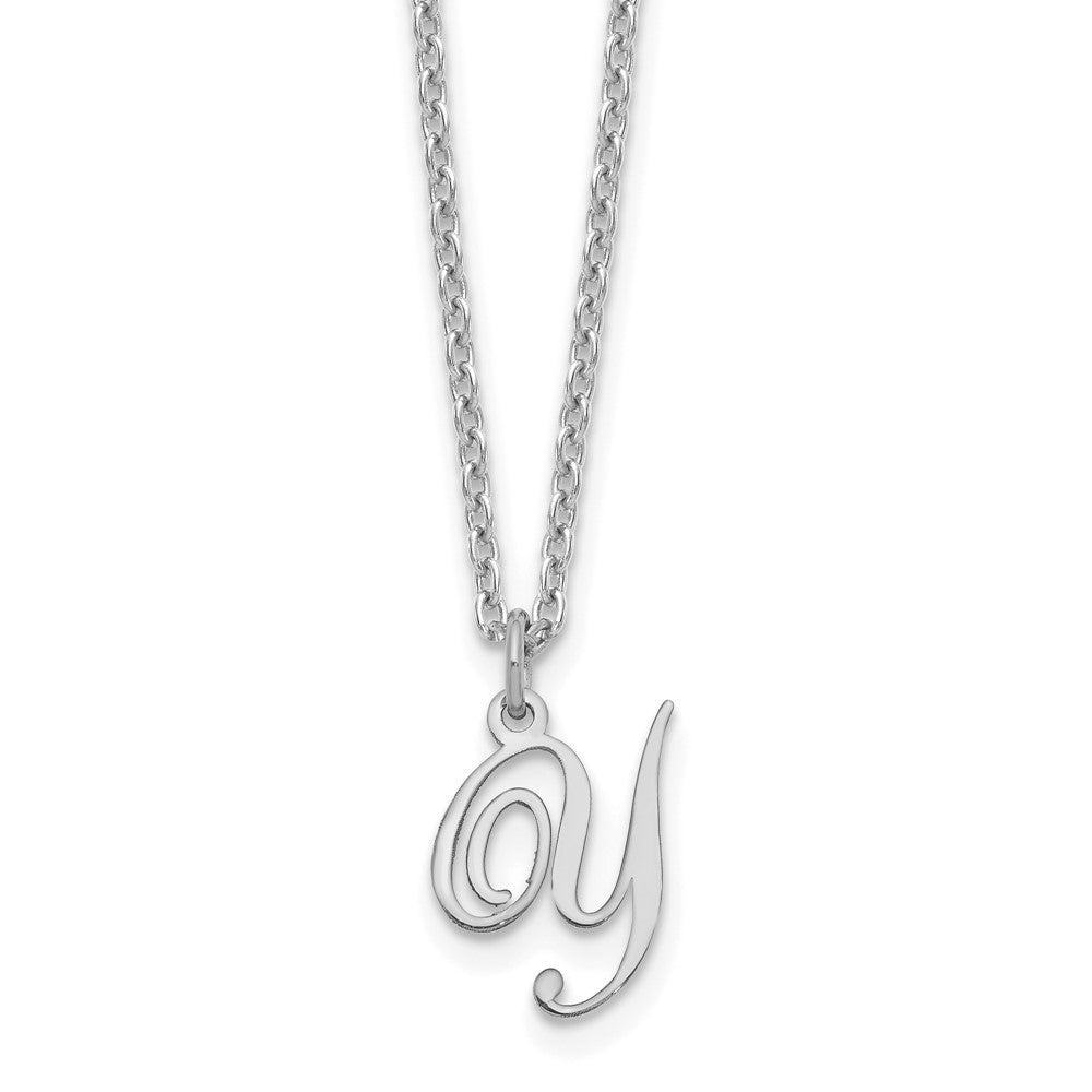 Sterling Silver Rhodium-plated Letter Y Initial Necklace XNA756SS_Y