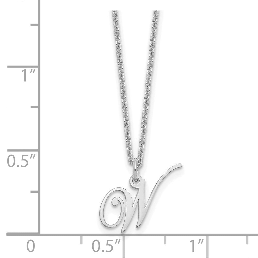 Sterling Silver Rhodium-plated Letter W Initial Necklace XNA756W_W