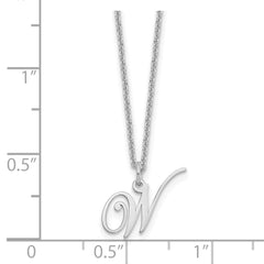 Sterling Silver Rhodium-plated Letter W Initial Necklace XNA756W_W