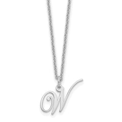 Sterling Silver Rhodium-plated Letter W Initial Necklace XNA756W_W
