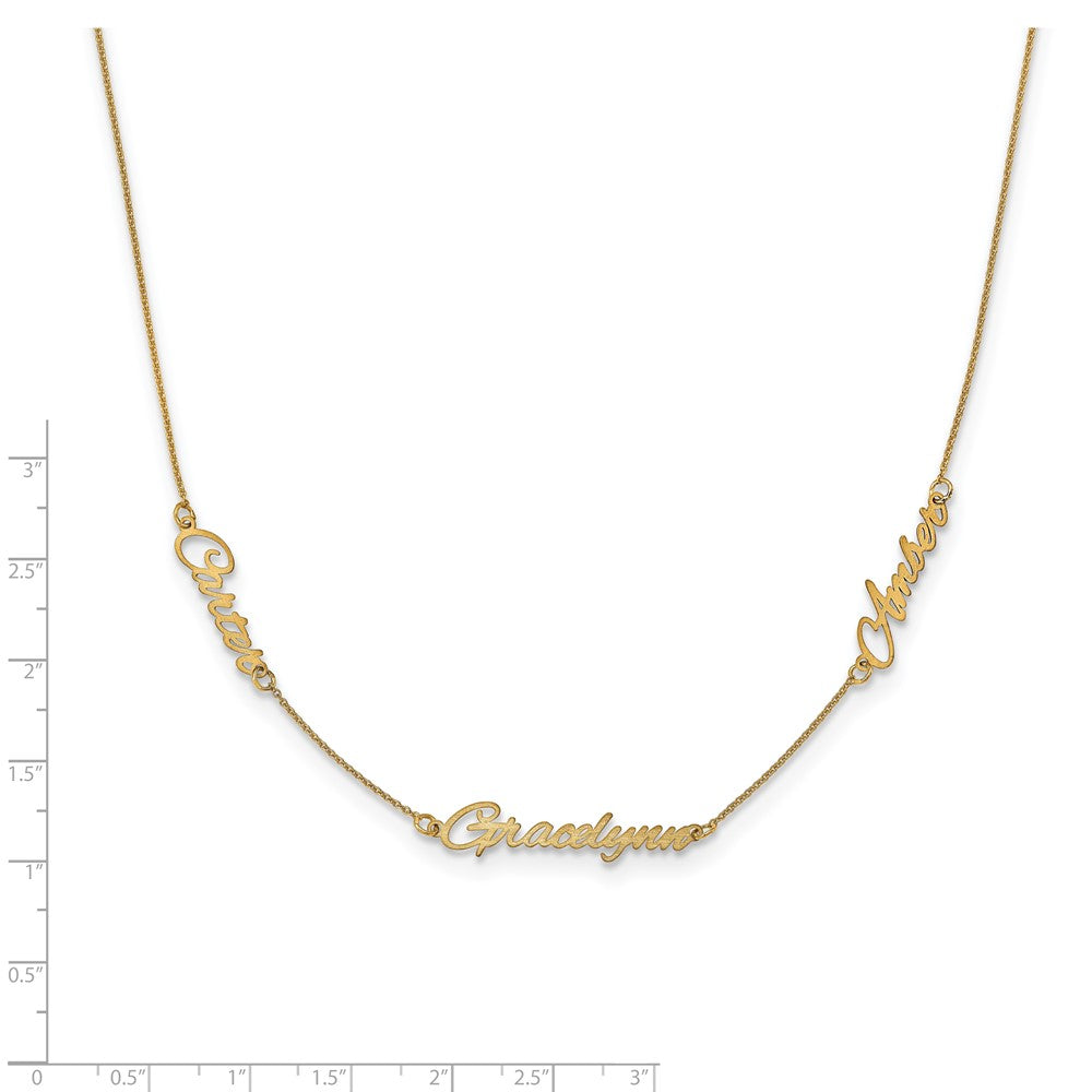 Sterling Silver/Gold-plated Brushed 3 Name Necklace XNA879GP