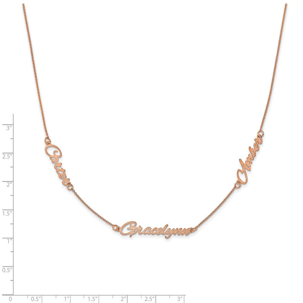 Sterling Silver/Rose-plated Brushed 3 Name Necklace XNA879RP