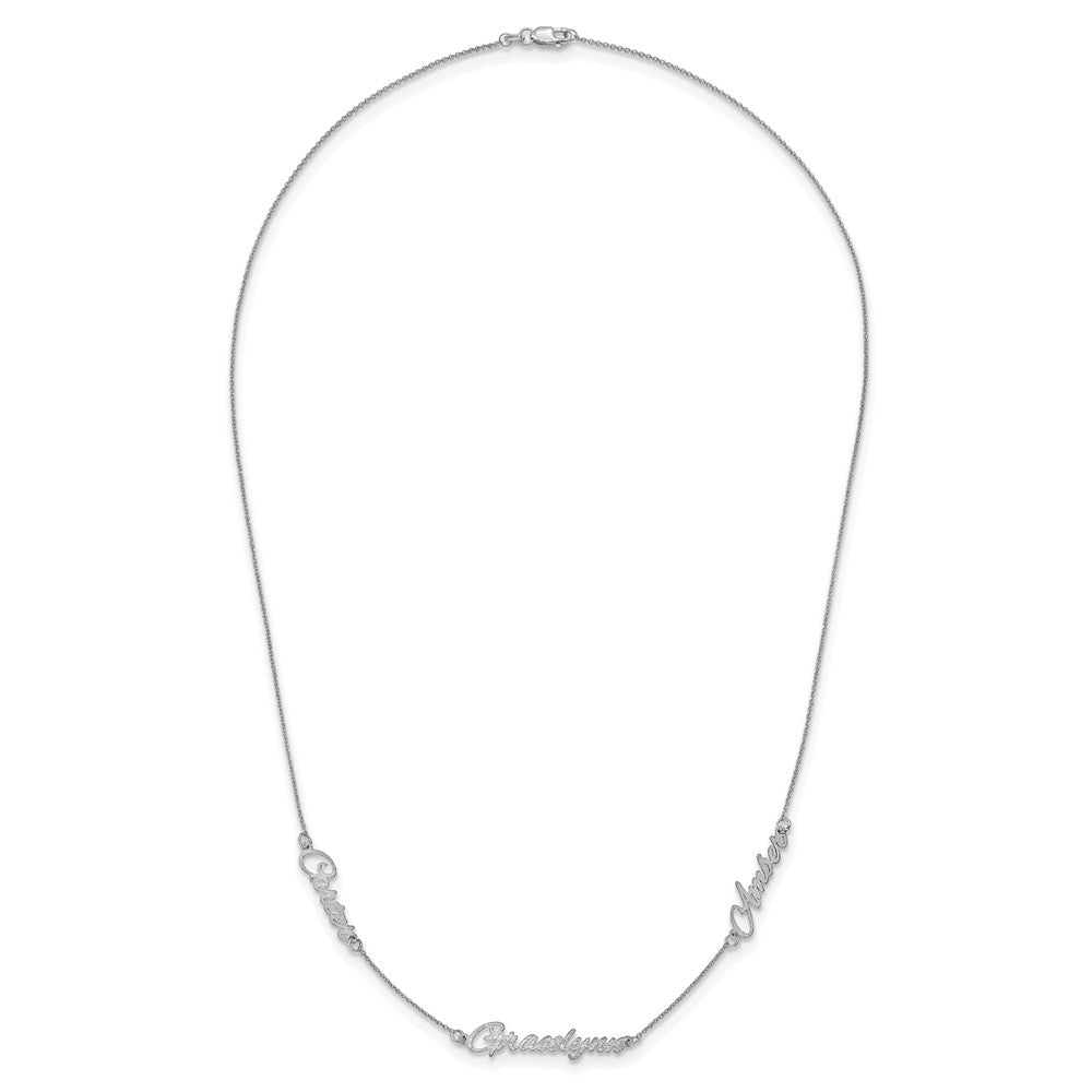 Sterling Silver/Rhodium-plated Brushed 3 Name Necklace XNA879SS