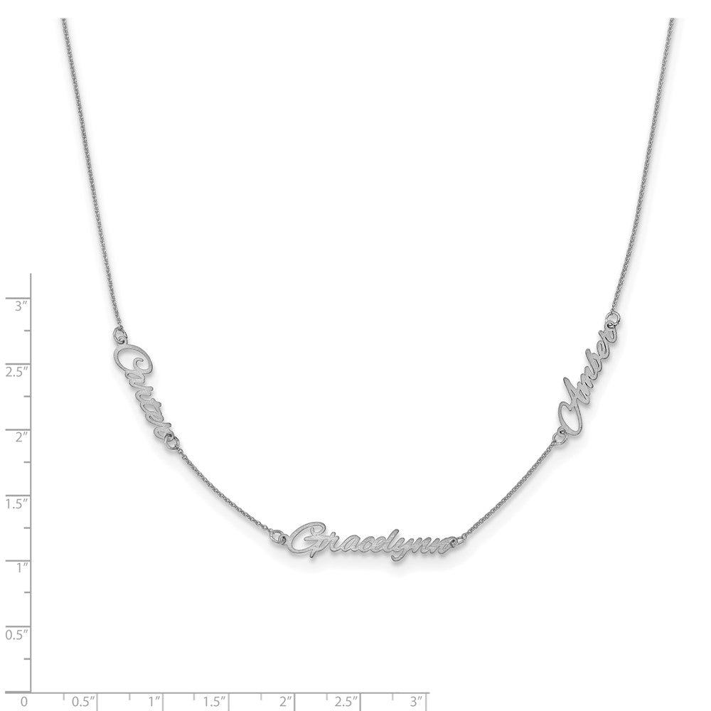 Sterling Silver/Rhodium-plated Brushed 3 Name Necklace XNA879SS