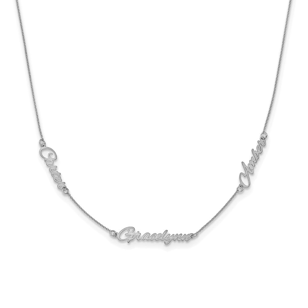 Sterling Silver/Rhodium-plated Brushed 3 Name Necklace XNA879SS