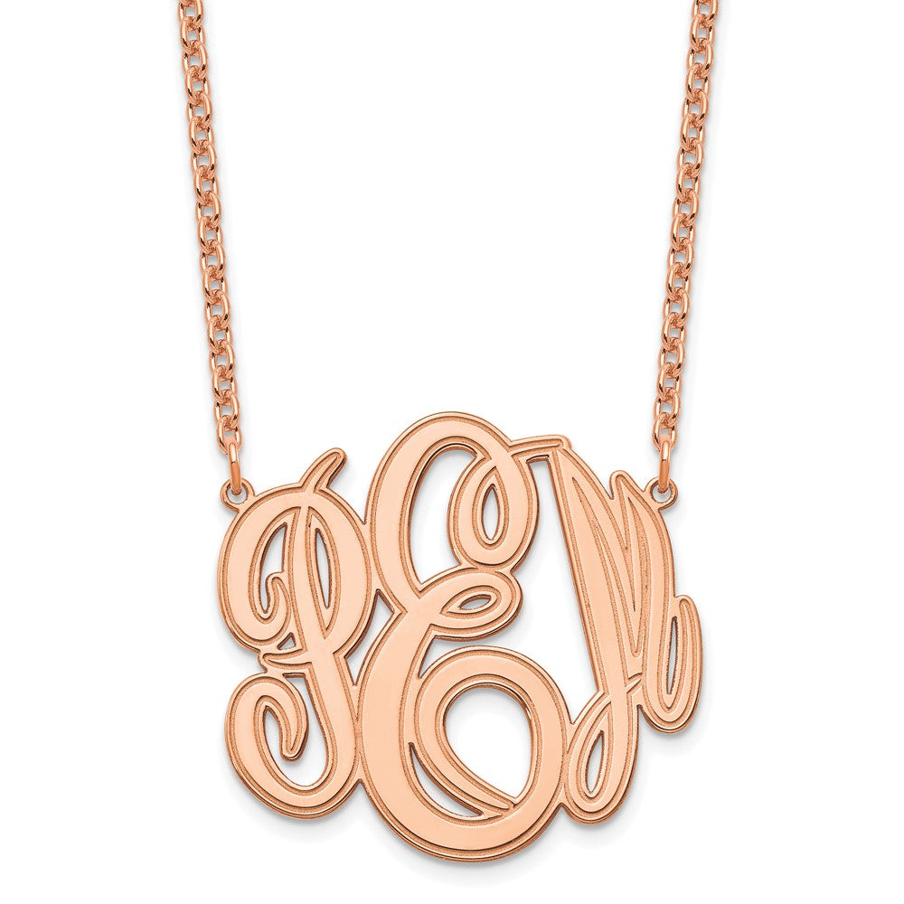 Sterling Silver/Rose-plated Etched Monogram Necklace XNA889RP