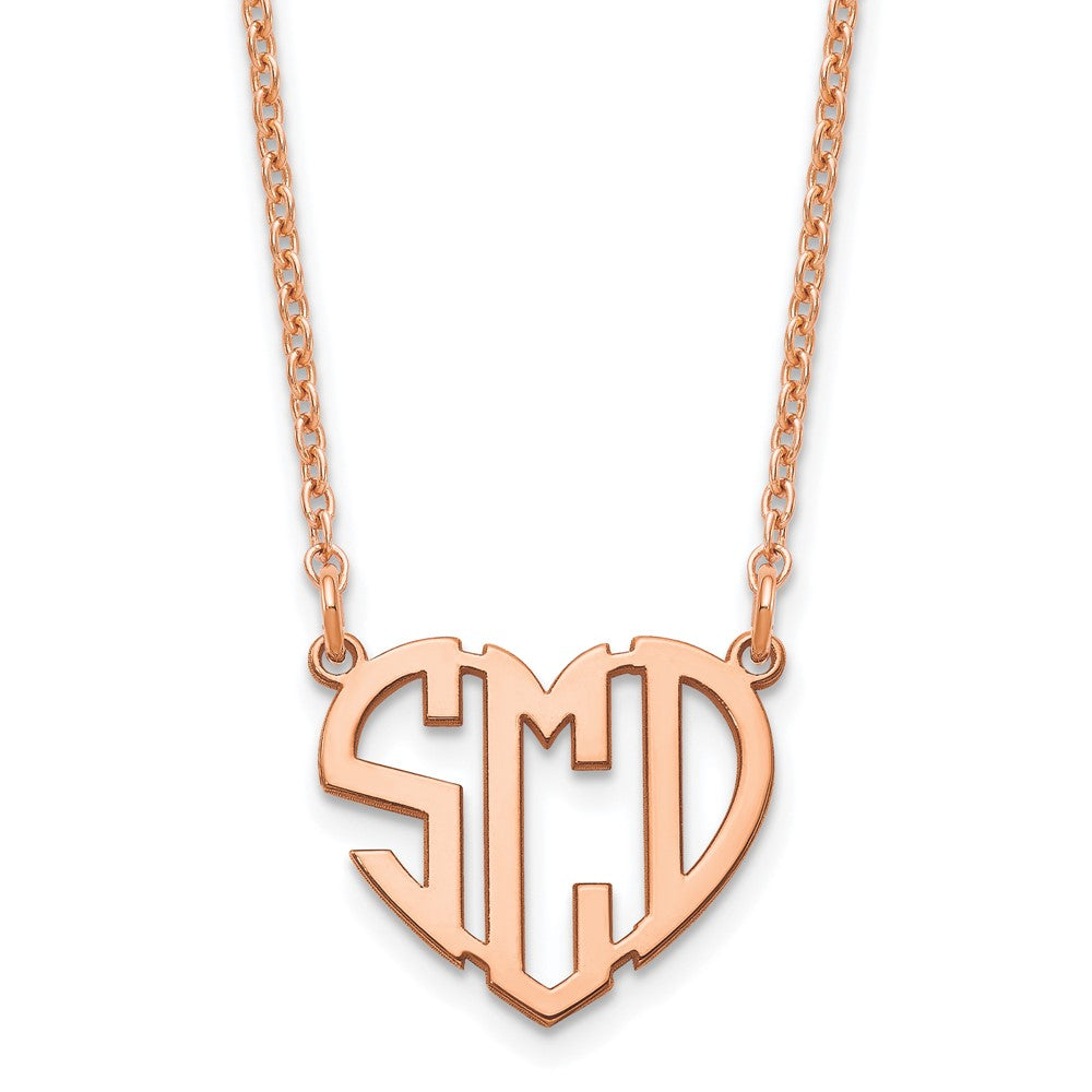 Sterling Silver/Rose-plated Heart Monogram Necklace XNA895RP