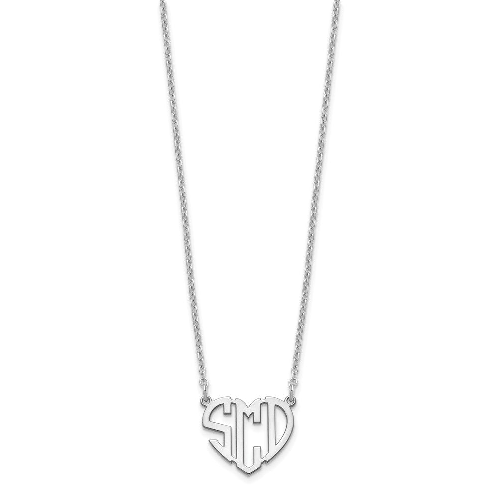 Sterling Silver/Rhodium-plated Heart Monogram Necklace XNA895SS