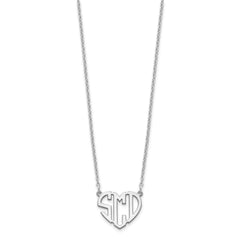 Sterling Silver/Rhodium-plated Heart Monogram Necklace XNA895SS