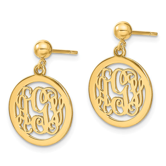 XNE16GP Sterling Silver/Gold-plated Round Monogram Dangle Earrings