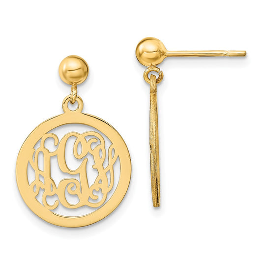 XNE16GP Sterling Silver/Gold-plated Round Monogram Dangle Earrings