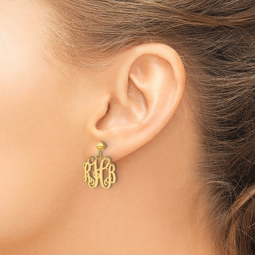 XNE19GP Sterling Silver/Gold-plated Monogram Dangle Earrings