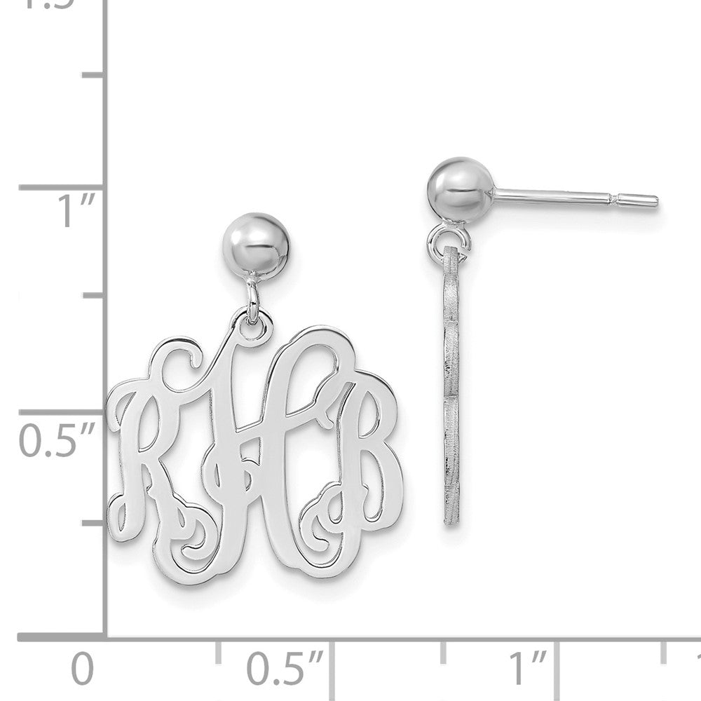 XNE19SS Sterling Silver/Rhodium-plated Monogram Dangle Earrings