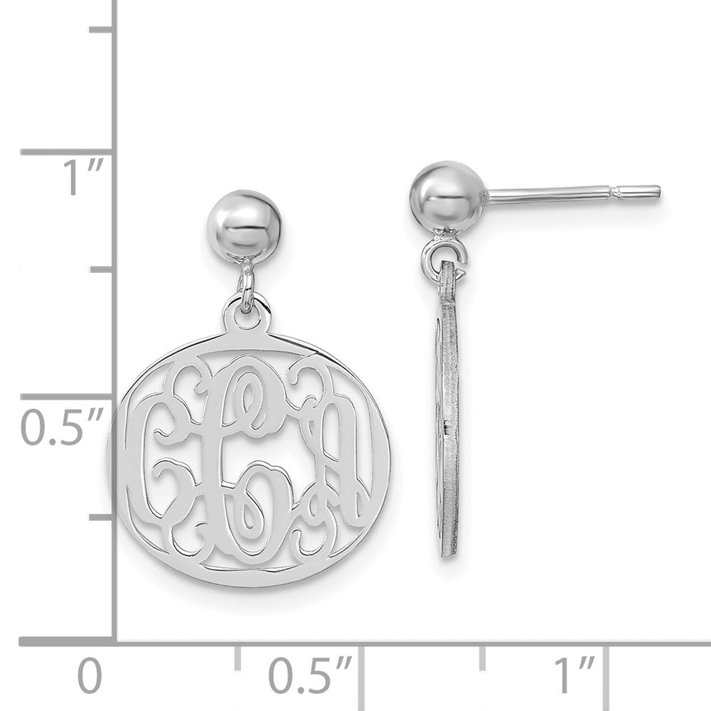 XNE20SS Sterling Silver/Rhodium-plated Monogram Dangle Earrings