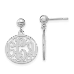 XNE20SS Sterling Silver/Rhodium-plated Monogram Dangle Earrings